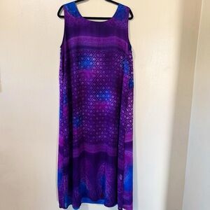 Vintage reversible purple and blue paisley boho maxi dress